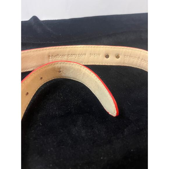 LB Belt Co. Women's Genuine Red Snakskin Belt MED with Gold Embellishments NWT - Picture 4 of 5